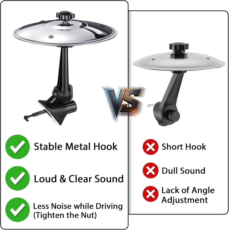 ALLCIFP Car Cymbal, Mini Car Cymbal for Air Vent, with Compact Drum Stick, Drum Crash Cymbal Accessory for Car Dash Interior Decoration, Argent Silver, by - Image 2
